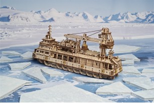 Research Vessel Mechanical Wooden Puzzle Model Kit - 575 Pieces UGR70135