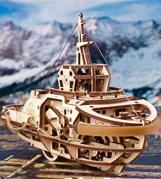Ugears Tugboat  Monowheel mechanical model kit